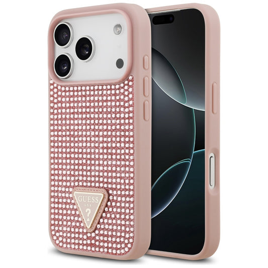 Futrola za Apple iPhone 17 Pro, Guess, Rhinestone Triangle Logo, Roza