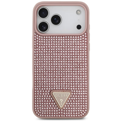 Futrola za Apple iPhone 17 Pro, Guess, Rhinestone Triangle Logo, Roza