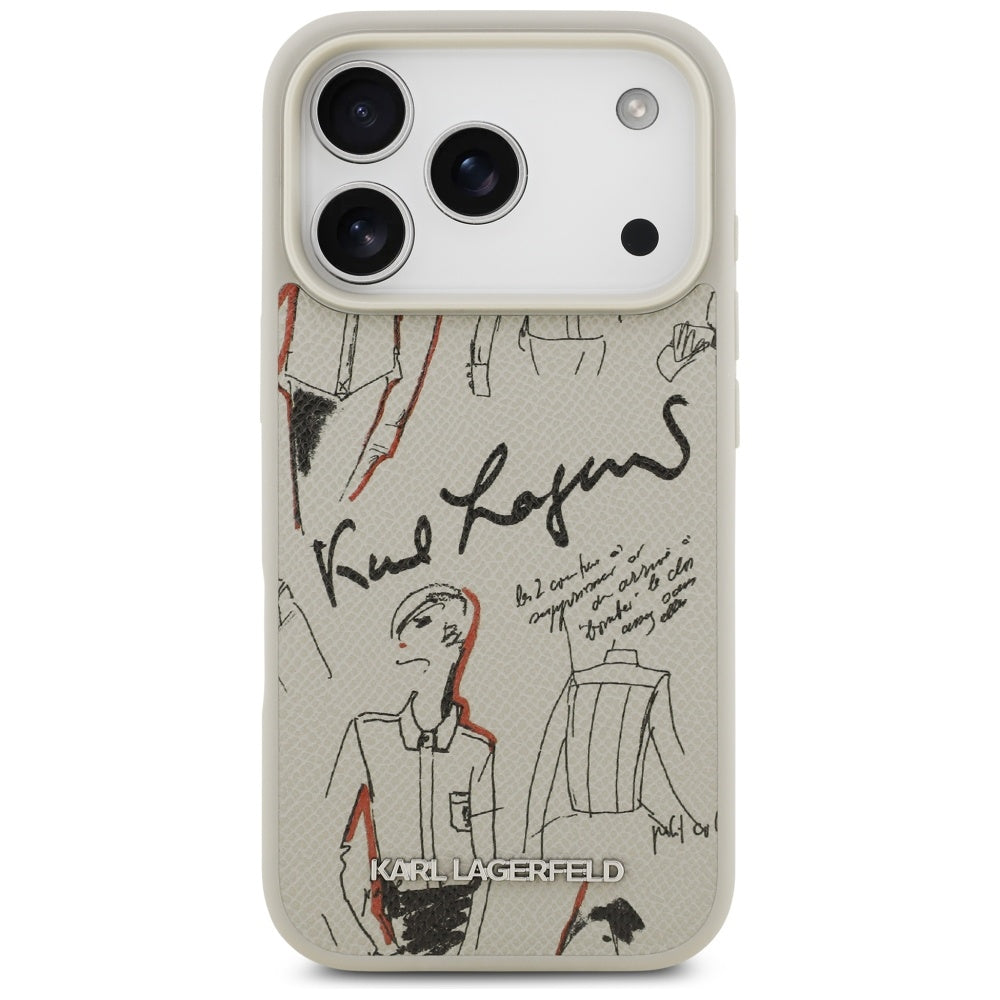 Futrola za Apple iPhone 17 Pro, Karl Lagerfeld, Grained Pattern Logo, Siva