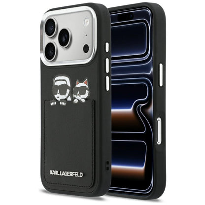 Futrola za Apple iPhone 17 Pro, Karl Lagerfeld, Karl & Choupette Print with Pocket, Crna