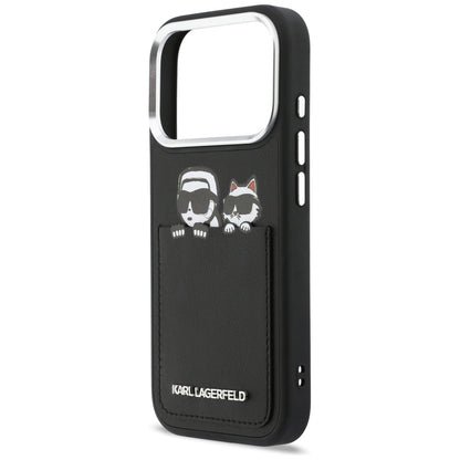 Futrola za Apple iPhone 17 Pro, Karl Lagerfeld, Karl & Choupette Print with Pocket, Crna