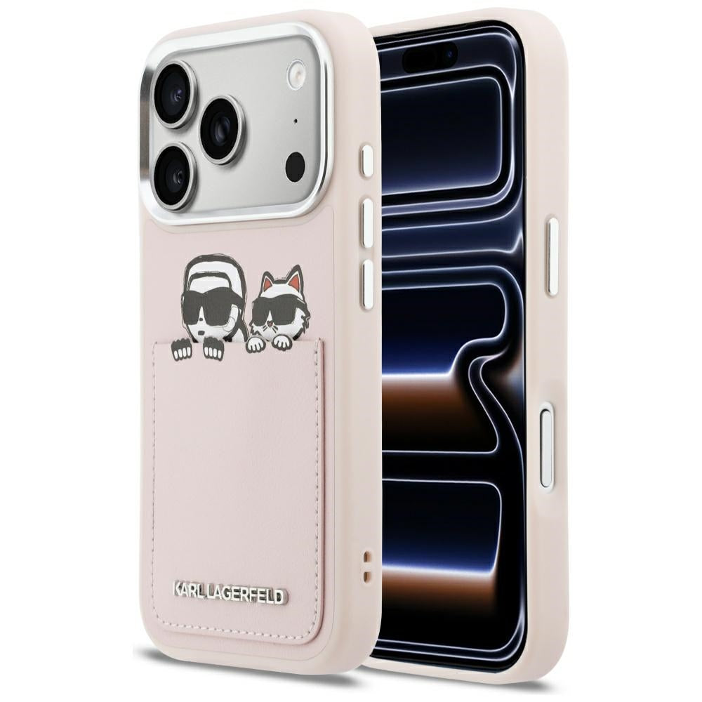 Futrola za Apple iPhone 17 Pro, Karl Lagerfeld, Karl & Choupette Print with Pocket, Roza