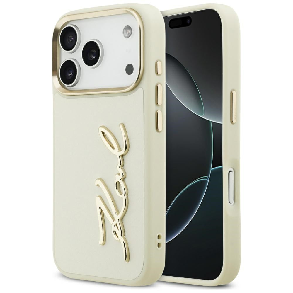 Futrola za Apple iPhone 17 Pro, Karl Lagerfeld, Script Logo, Bež