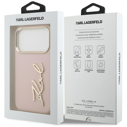 Futrola za Apple iPhone 17 Pro, Karl Lagerfeld, Script Logo, Roza