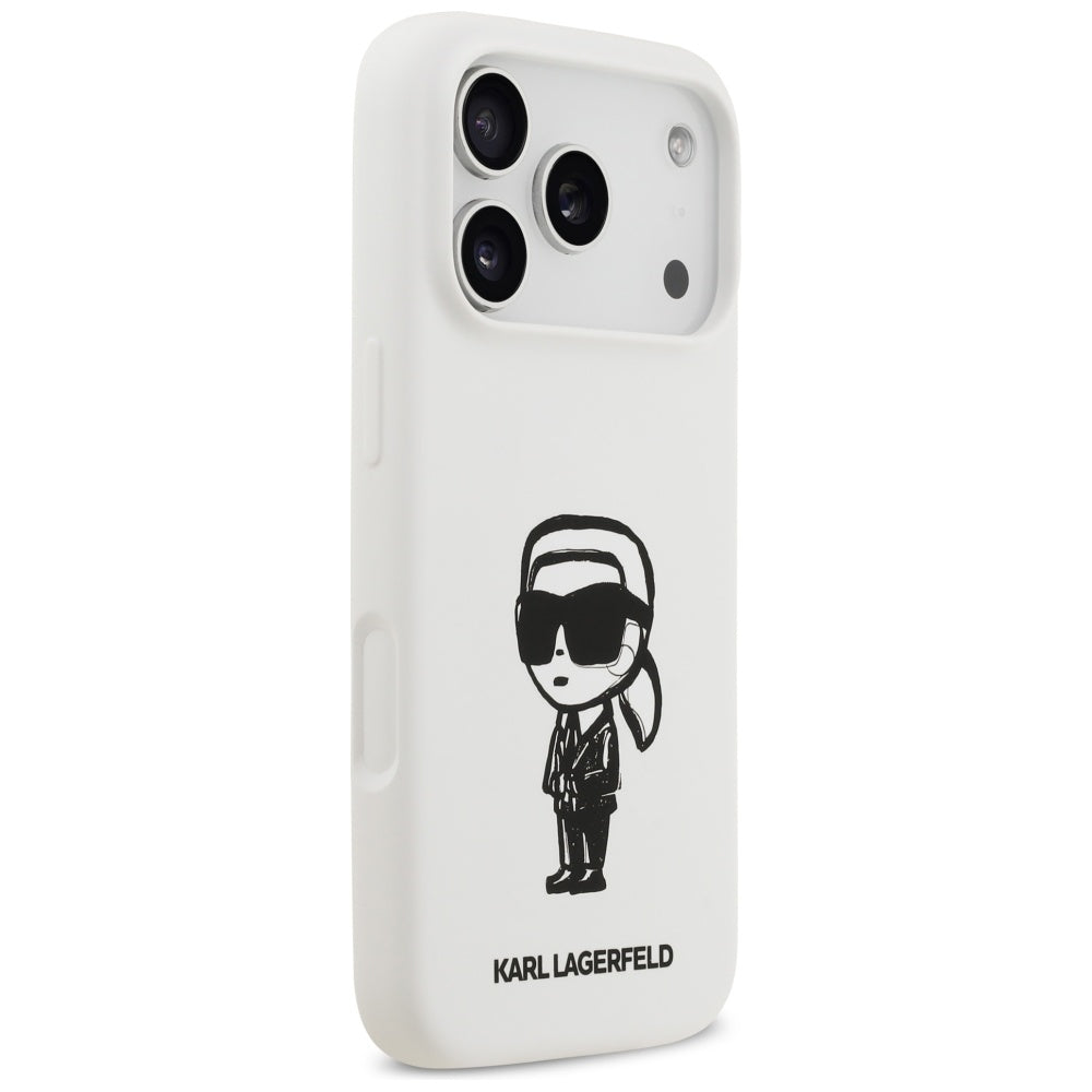 Futrola za Apple iPhone 17 Pro, Karl Lagerfeld, Sketch and Logo Karl, Bijela