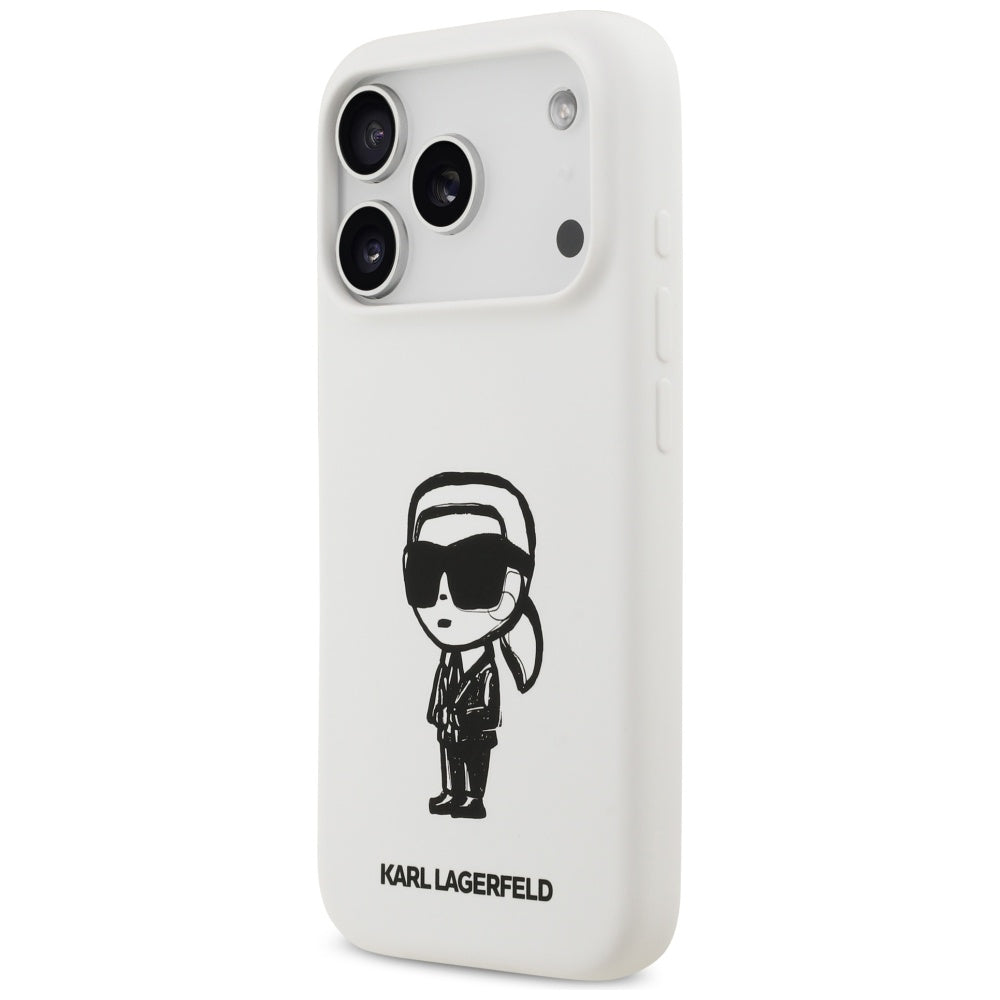 Futrola za Apple iPhone 17 Pro, Karl Lagerfeld, Sketch and Logo Karl, Bijela