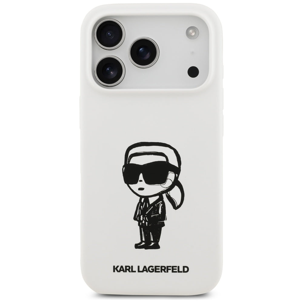 Futrola za Apple iPhone 17 Pro, Karl Lagerfeld, Sketch and Logo Karl, Bijela