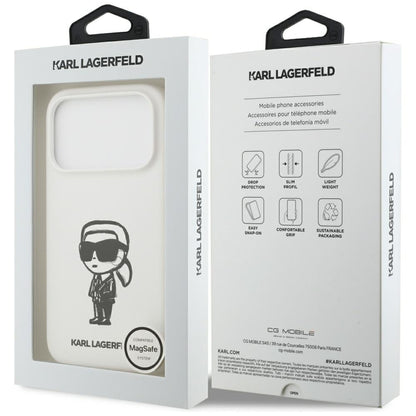 Futrola za Apple iPhone 17 Pro, Karl Lagerfeld, Sketch and Logo Karl, Bijela