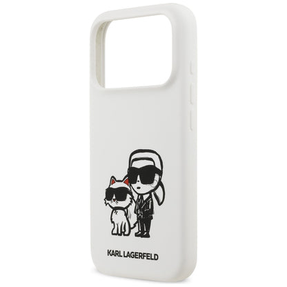 Futrola za Apple iPhone 17 Pro, Karl Lagerfeld, Sketch and Logo Karl & Choupette, Bijela