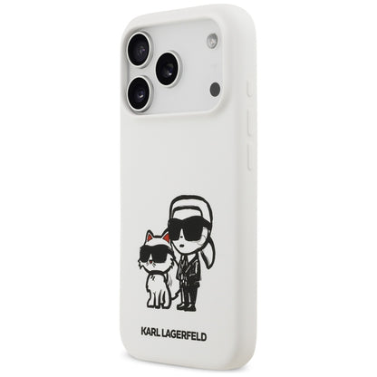 Futrola za Apple iPhone 17 Pro, Karl Lagerfeld, Sketch and Logo Karl & Choupette, Bijela