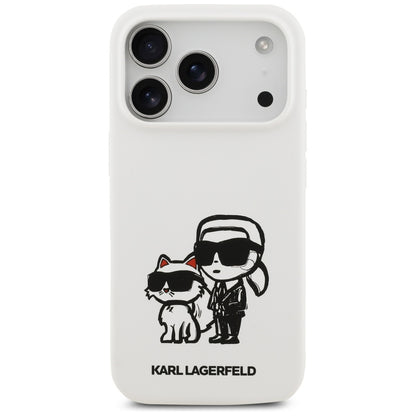 Futrola za Apple iPhone 17 Pro, Karl Lagerfeld, Sketch and Logo Karl & Choupette, Bijela