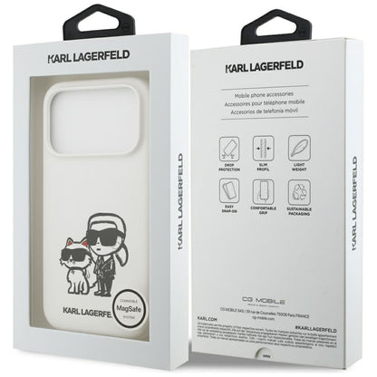 Futrola za Apple iPhone 17 Pro, Karl Lagerfeld, Sketch and Logo Karl & Choupette, Bijela