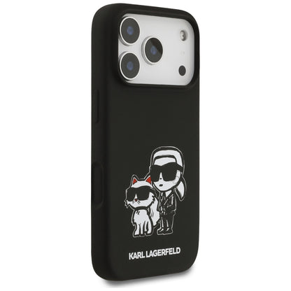 Futrola za Apple iPhone 17 Pro, Karl Lagerfeld, Sketch and Logo Karl & Choupette, Crna