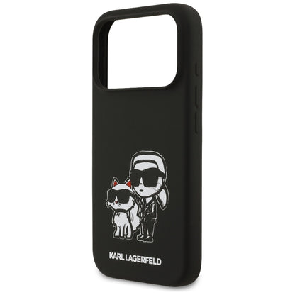 Futrola za Apple iPhone 17 Pro, Karl Lagerfeld, Sketch and Logo Karl & Choupette, Crna