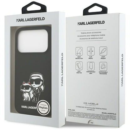 Futrola za Apple iPhone 17 Pro, Karl Lagerfeld, Sketch and Logo Karl & Choupette, Crna