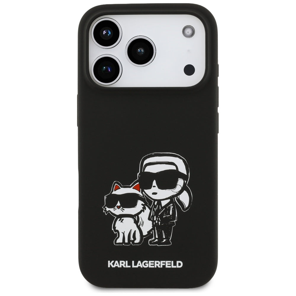 Futrola za Apple iPhone 17 Pro, Karl Lagerfeld, Sketch and Logo Karl & Choupette, Crna