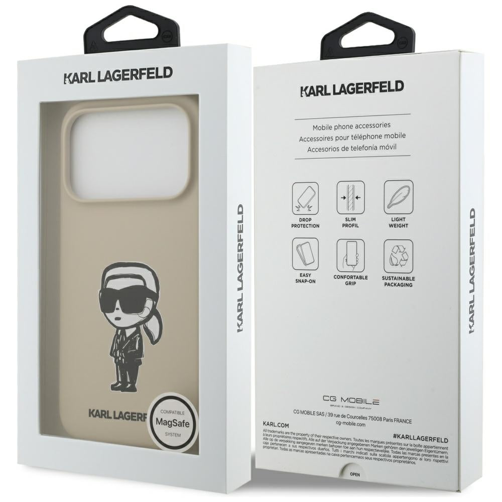 Futrola za Apple iPhone 17 Pro, Karl Lagerfeld, Sketch and Logo Karl, Smeđa