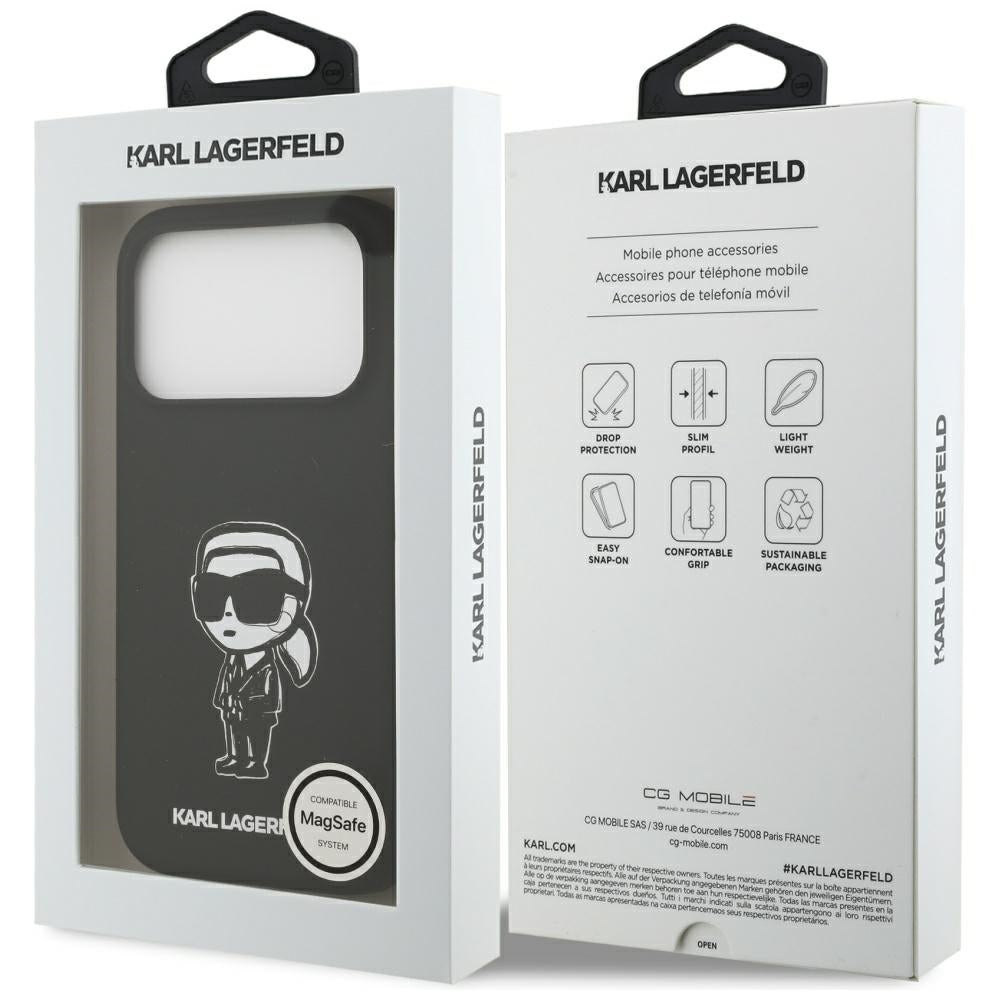 Futrola za Apple iPhone 17 Pro, Karl Lagerfeld, Sketch and Logo Karl, Crna