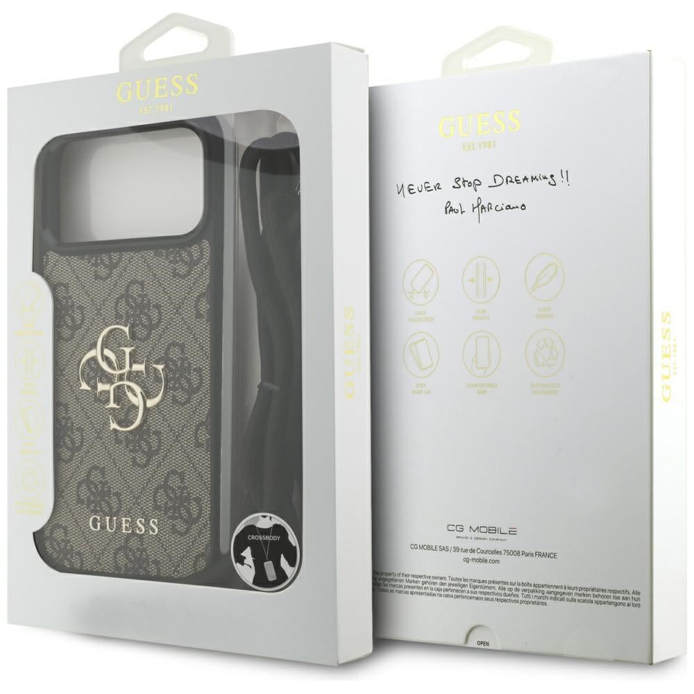 Futrola za Apple iPhone 17 Pro Max, Guess, 4G CBDY Big Logo with Cord Strap, Smeđa