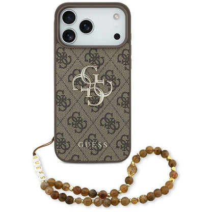 Futrola za Apple iPhone 17 Pro Max, Guess, 4G Classic Logo with Pearl Strap, Smeđa