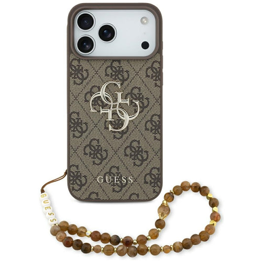 Futrola za Apple iPhone 17 Pro Max, Guess, 4G Classic Logo with Pearl Strap, Smeđa