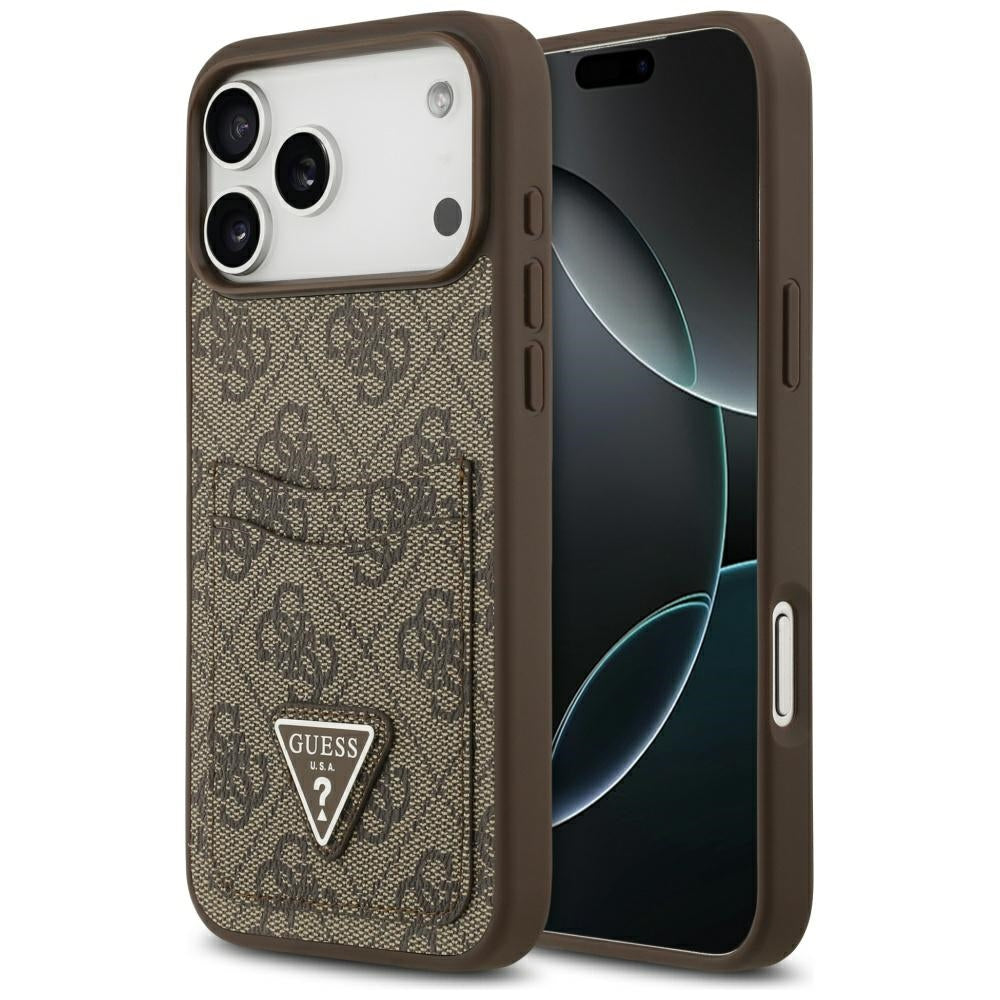 Futrola za Apple iPhone 17 Pro Max, Guess, 4G Double Card Triangle, Smeđa