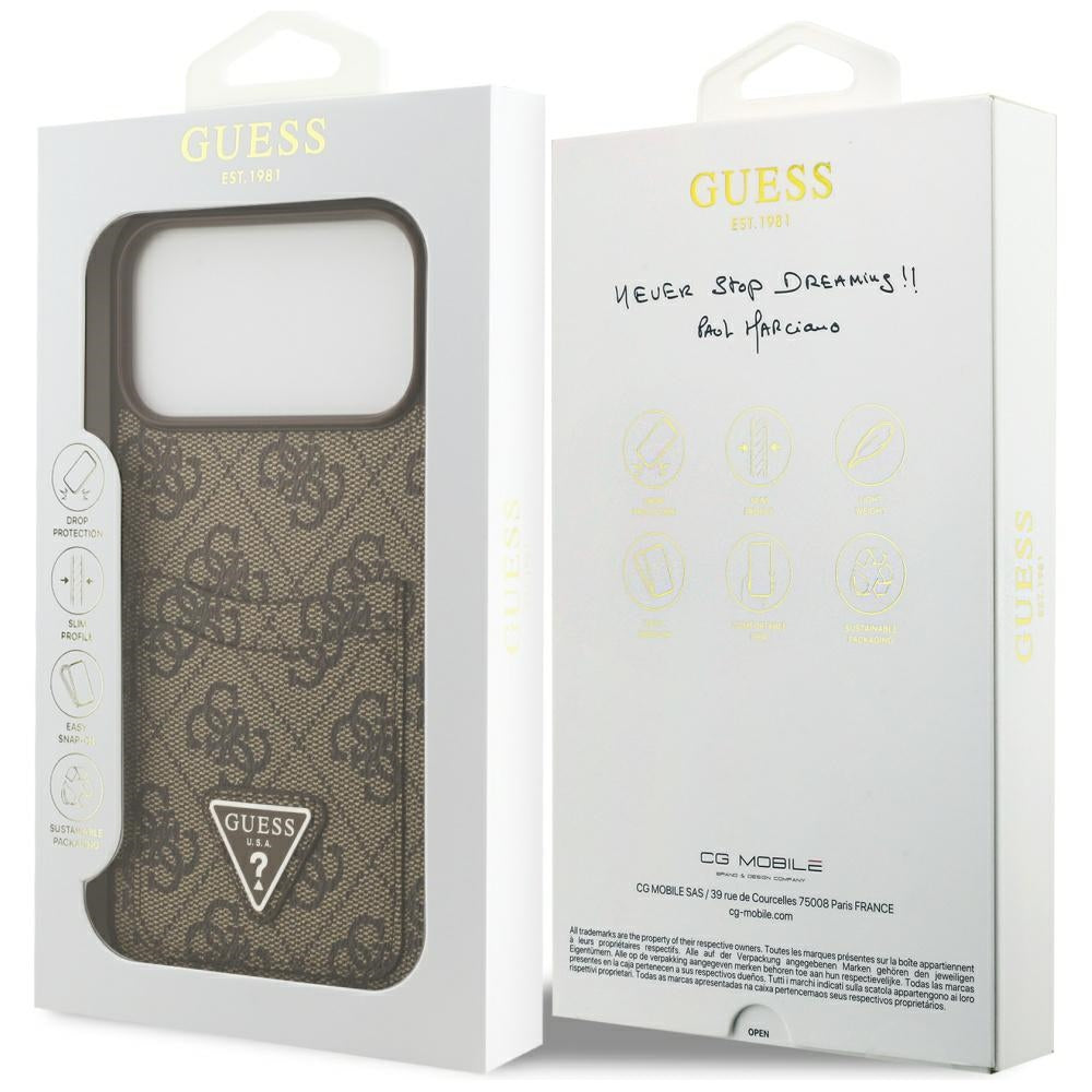Futrola za Apple iPhone 17 Pro Max, Guess, 4G Double Card Triangle, Smeđa