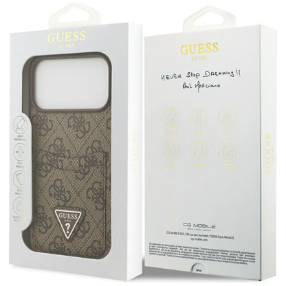 Futrola za Apple iPhone 17 Pro Max, Guess, 4G Double Card Triangle, Smeđa