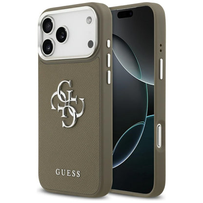Futrola za Apple iPhone 17 Pro Max, Guess, 4G Grained Big And Classic Logo, Smeđe Srebrna