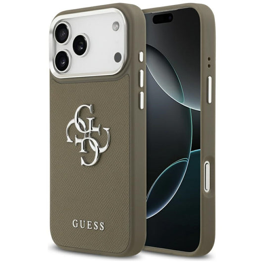 Futrola za Apple iPhone 17 Pro Max, Guess, 4G Grained Big And Classic Logo, Smeđe Srebrna