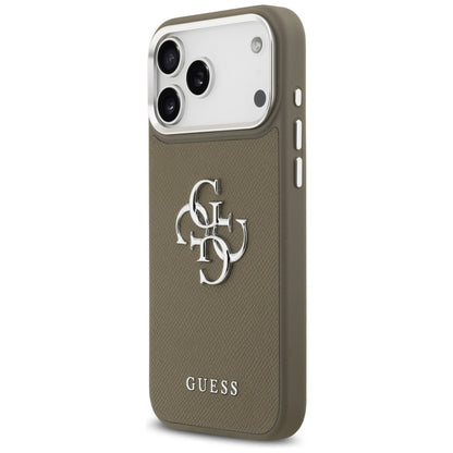 Futrola za Apple iPhone 17 Pro Max, Guess, 4G Grained Big And Classic Logo, Smeđe Srebrna