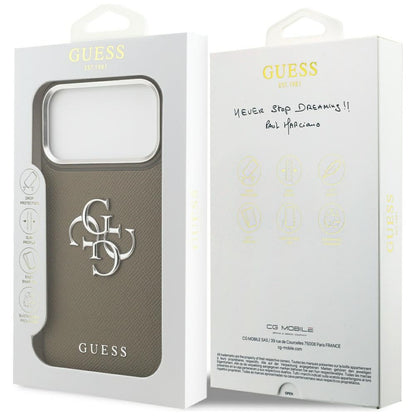Futrola za Apple iPhone 17 Pro Max, Guess, 4G Grained Big And Classic Logo, Smeđe Srebrna