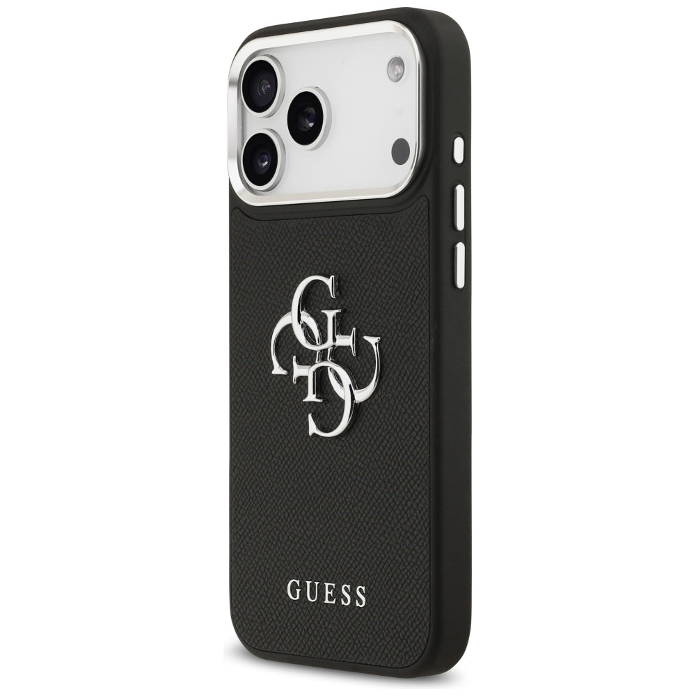 Futrola za Apple iPhone 17 Pro Max, Guess, 4G Grained Big and Classic Logo, Crno Srebrna
