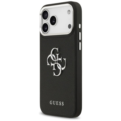 Futrola za Apple iPhone 17 Pro Max, Guess, 4G Grained Big and Classic Logo, Crno Srebrna
