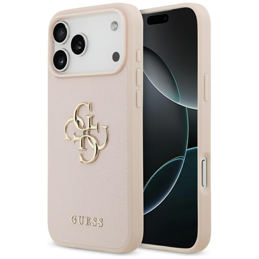 Futrola za Apple iPhone 17 Pro Max, Guess, 4G Grained Big and Classic Logo, Roza