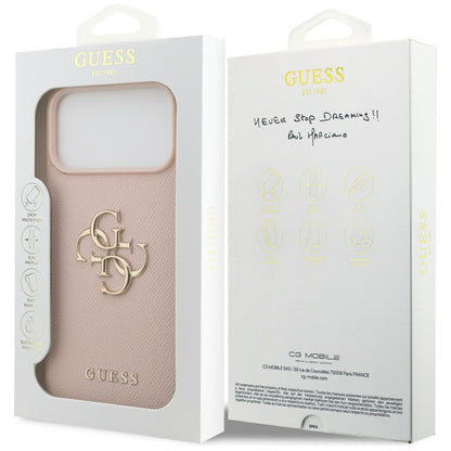 Futrola za Apple iPhone 17 Pro Max, Guess, 4G Grained Big and Classic Logo, Roza