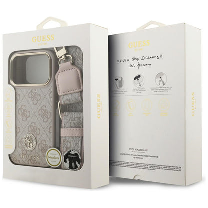 Futrola za Apple iPhone 17 Pro Max, Guess, 4G Strass Logo and Big Strap, Roza