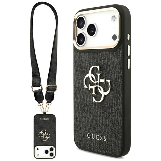 Futrola za Apple iPhone 17 Pro Max, Guess, Big 4G Classic Logo with Big Strap, Crna