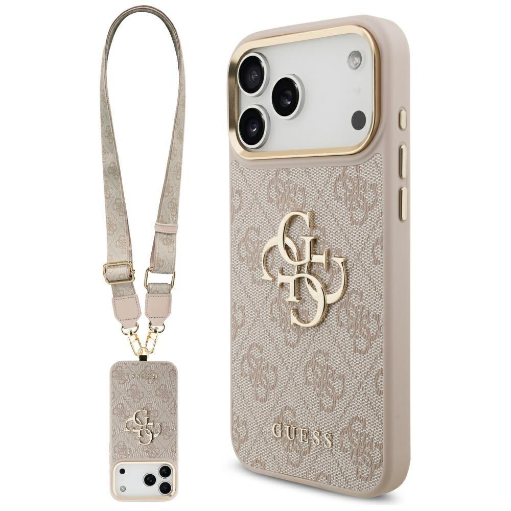 Futrola za Apple iPhone 17 Pro Max, Guess, Big 4G Classic Logo with Big Strap, Roza