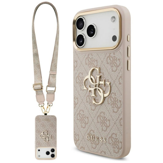 Futrola za Apple iPhone 17 Pro Max, Guess, Big 4G Classic Logo with Big Strap, Roza