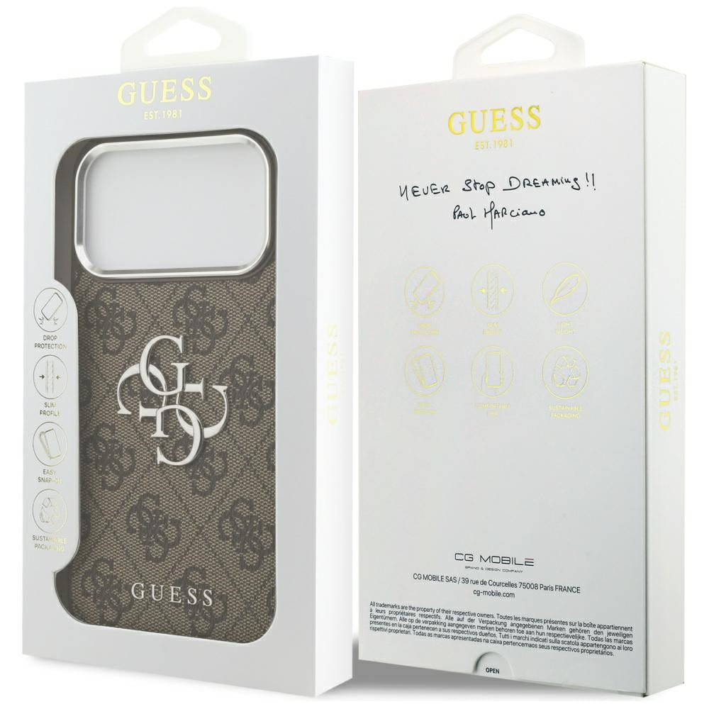 Futrola za Apple iPhone 17 Pro Max, Guess, Big 4G Logo Classic, Smeđe Srebrna