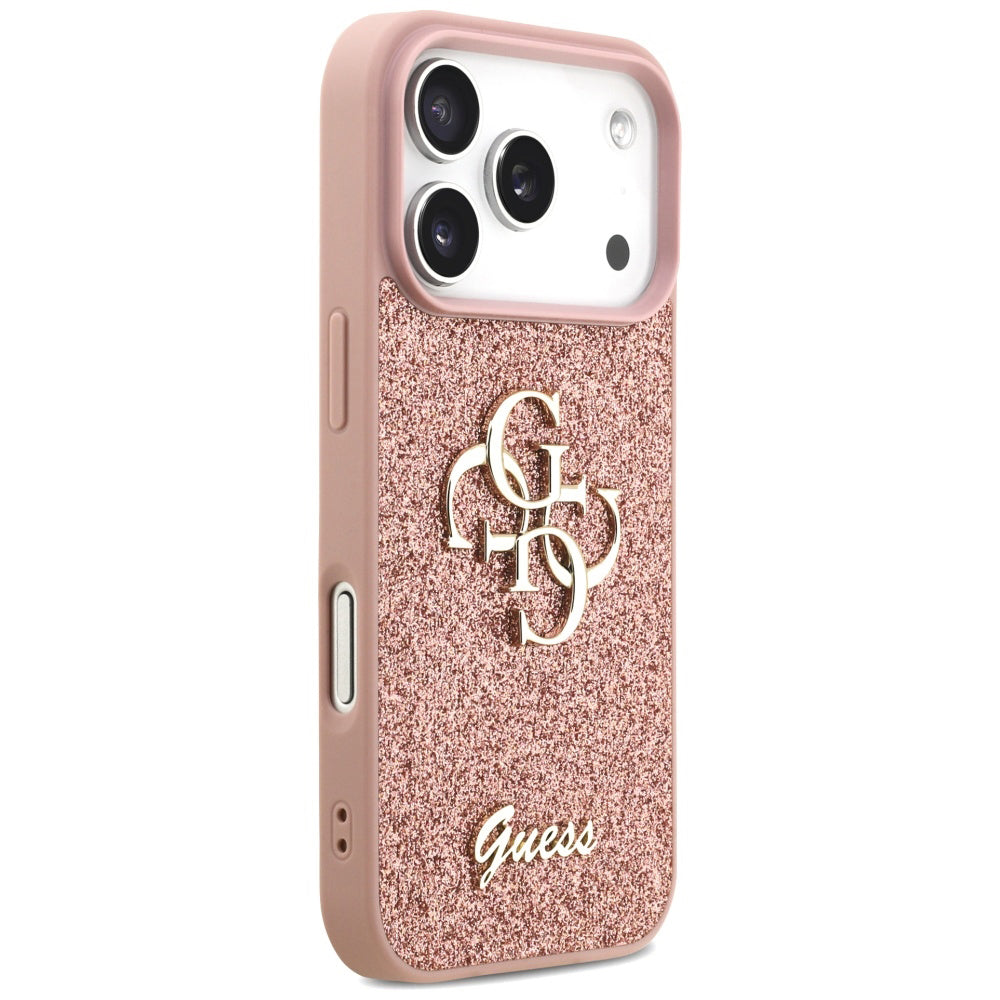 Futrola za Apple iPhone 17 Pro Max, Guess, Fixed Glitter Big 4G, Roza