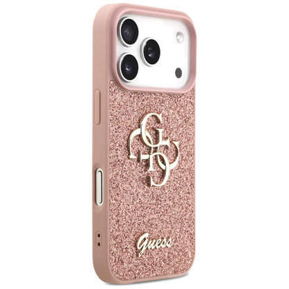 Futrola za Apple iPhone 17 Pro Max, Guess, Fixed Glitter Big 4G, Roza