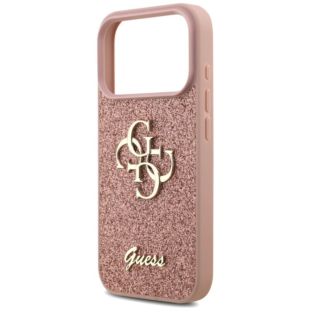 Futrola za Apple iPhone 17 Pro Max, Guess, Fixed Glitter Big 4G, Roza
