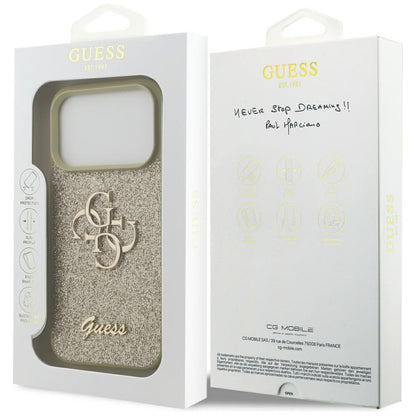 Futrola za Apple iPhone 17 Pro Max, Guess, Fixed Glitter Big 4G, Roza