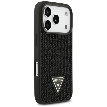 Futrola za Apple iPhone 17 Pro Max, Guess, Rhinestone Triangle Logo, Crna
