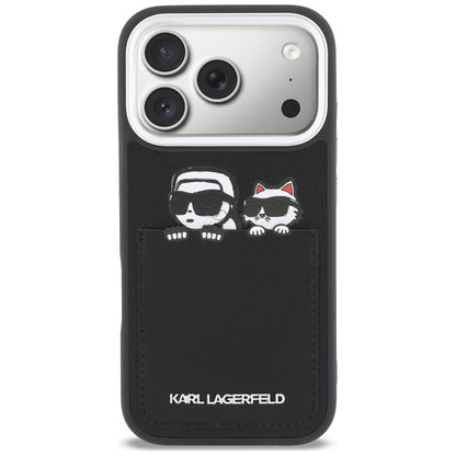 Futrola za Apple iPhone 17 Pro Max, Karl Lagerfeld, Karl & Choupette Print with Pocket, Crna