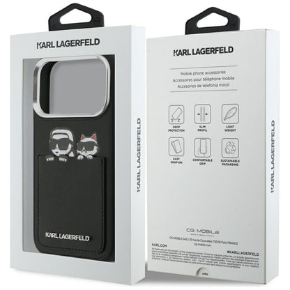 Futrola za Apple iPhone 17 Pro Max, Karl Lagerfeld, Karl & Choupette Print with Pocket, Crna