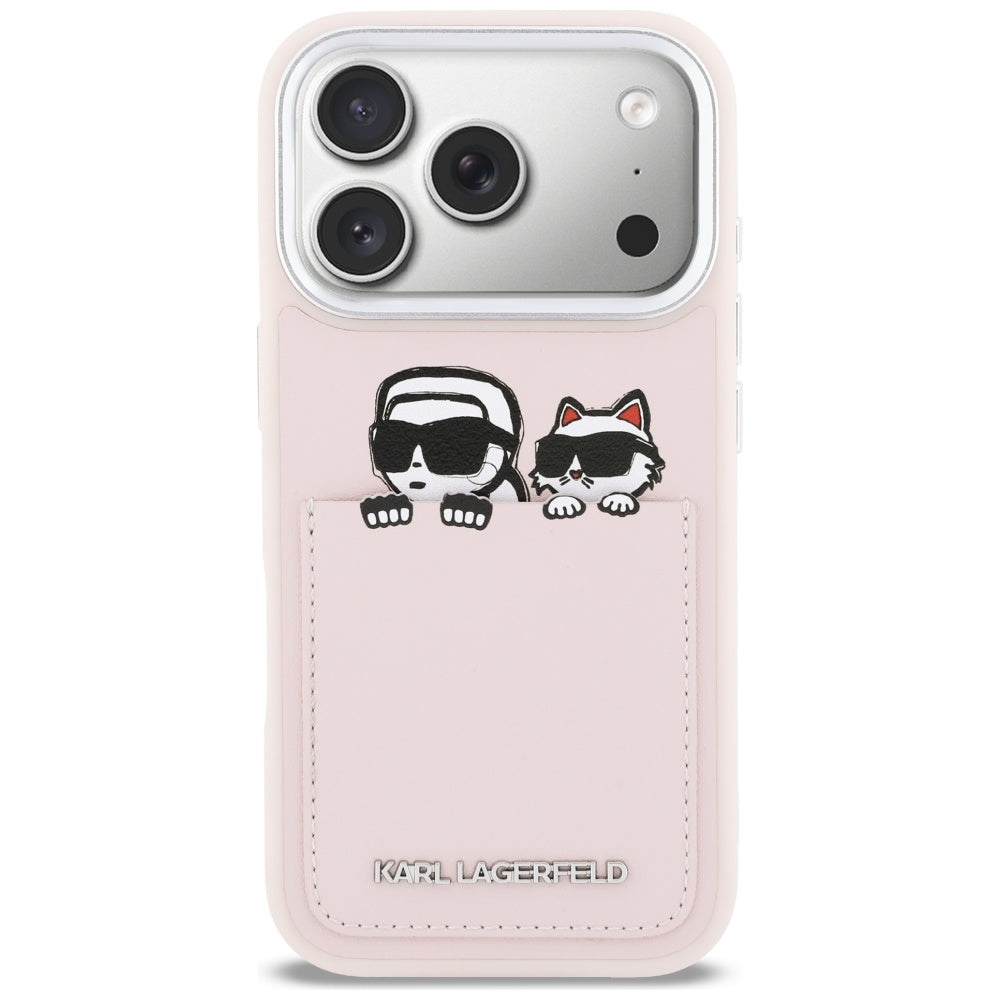 Futrola za Apple iPhone 17 Pro Max, Karl Lagerfeld, Karl & Choupette Print with Pocket, Roza