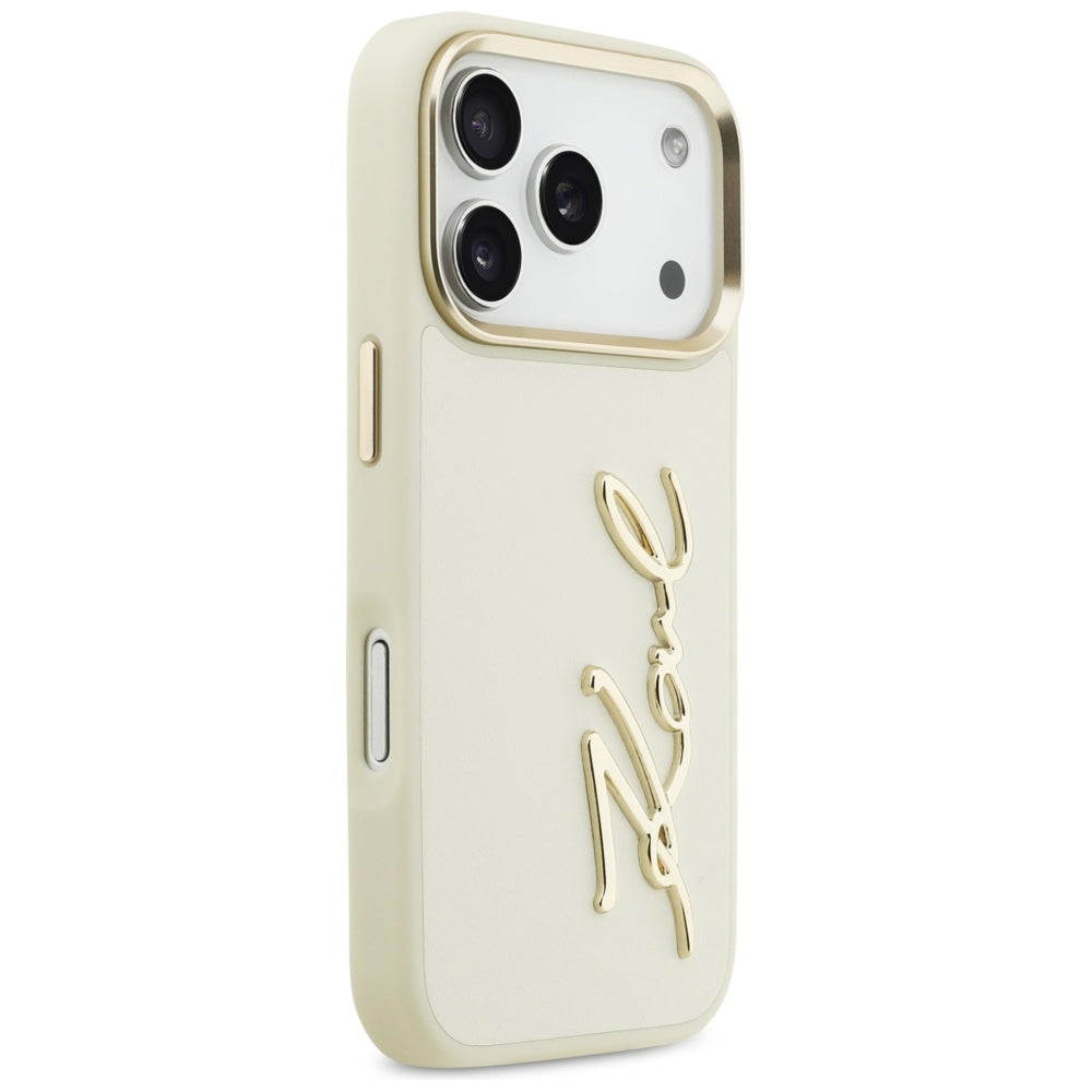 Futrola za Apple iPhone 17 Pro Max, Karl Lagerfeld, Script Logo, Bež